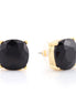 Gold-Tone Metal Black Crystal Stud Earrings