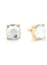 Gold-Tone Metal White Crystal Stud Earrings