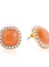 Gold-Tone Metal Peach Crystal Stud Earrings