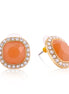 Gold-Tone Metal Peach Crystal Stud Earrings