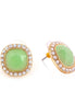 Gold-Tone Metal Mint Crystal Stud Earrings