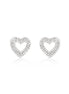 Silver-Tone Metal Heart Crystal Stud Earrings