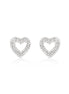 Silver-Tone Metal Heart Crystal Stud Earrings
