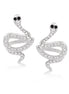 Silver-Tone Metal Snake Crystal Stud Earrings