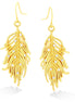 Gold-Tone Metal Feather Crystal Earrings