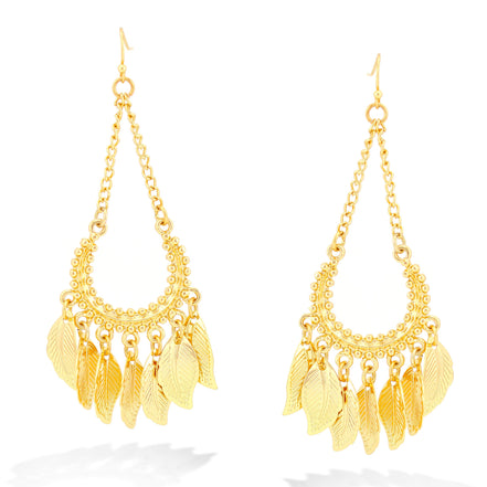 Gold-Tone Metal Leaves Drop Earrings