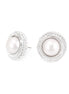 Silver-Tone Metal Pearl Stud Earrings