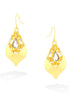 Gold-Tone Metal White Crystal Teardrop Earrings