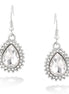 Silver-Tone Metal Teardrop Crystal Earrings