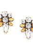 Gold-Tone Metal Champagne And White Crystal Stud Earrings