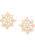 Gold-Tone Metal Peach And White Crystal Stud Earrings