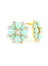 Gold-Tone Metal Turquoise Crystal Stud Earrings