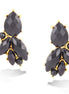 Gold-Tone Metal Black Crystal Stud Earrings