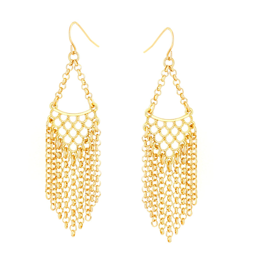 Gold-Tone Metal Chain Drop Earrings
