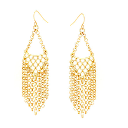 Gold-Tone Metal Chain Drop Earrings