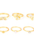 Gold Tone Metal Assorted 6 Pcs Rings