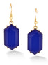 Gold-Tone Metal Blue Crystal Drop Earrings