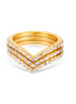 Gold-Tone Metal Crystal 3 Pcs Rings