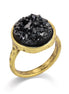 Gold-Tone Metal Hematite Druzy Rings