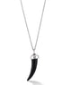 Silver-Tone Metal Black Horn Pendant Adjustable Lobster Claw Closures Neckaces