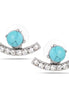 Silver-Tone Metal Crystal Turquoise Stud Earrings