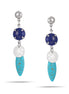 Silver-Tone Metal Turquoise And Blue Stud Earrings