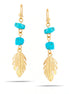 Gold-Tone Metal Feather Turquoise Drop Earrings