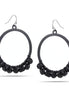 Black-Tone Metal Round Drop Earrings