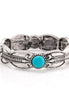 Oxidized Silver-Tone Metal Turquoise Stretch Bracelets