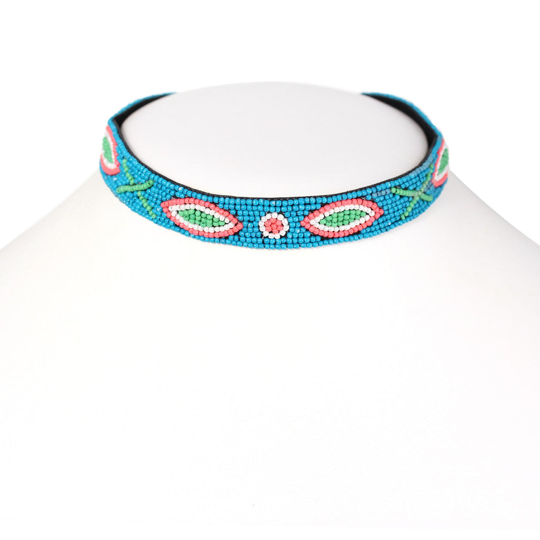 GOLD TURQUOISE AND CORAL CHOKER NECKLACE #ADX0088021 (SHE8)