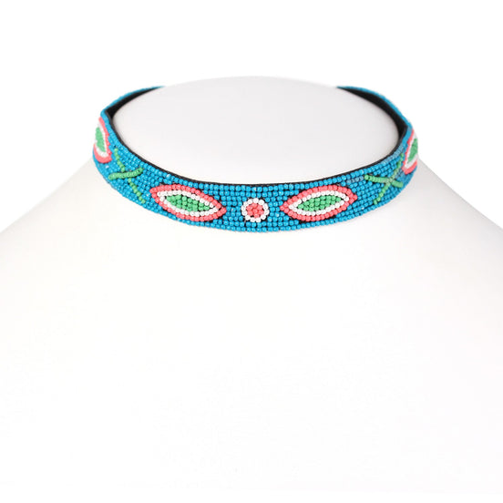 GOLD TURQUOISE AND CORAL CHOKER NECKLACE #ADX0088021 (SHE8)