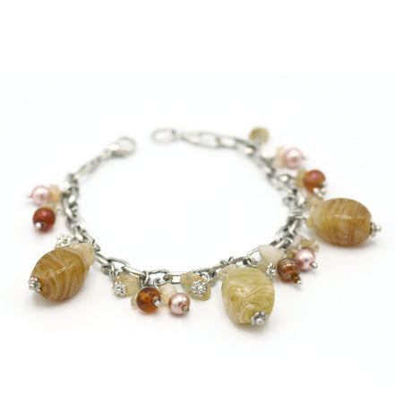 NATURAL BEED SILVER CHAIN BRACELET# FW-FG32177BR62 (SHBD9)