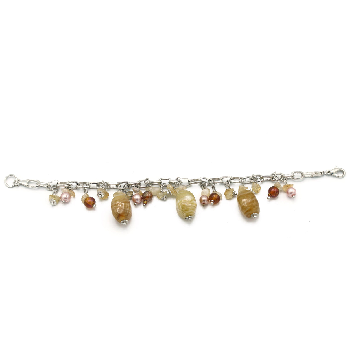 NATURAL BEED SILVER CHAIN BRACELET# FW-FG32177BR62 (SHBD9)