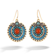 Carnelian Blue And Green Stone Gold Earring