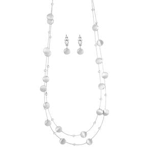 Brushed Metal Bubble Illusion Necklace And Earrings Set  #SCE15101