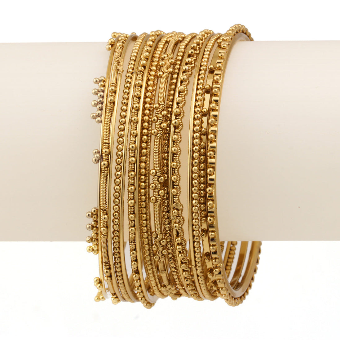 Gold-Tone Metal 11 Pcs Bangle Set