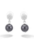 Silver-Tone Pearl Crystal Earrings