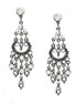 Clear Bejeweled Silver Chandelier Earrings 