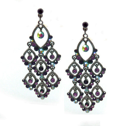 HEMATITE AMETHYST TWINKLE CHANDELIER EARRINGS  #HNE0430_HEM-AMY (ME16)