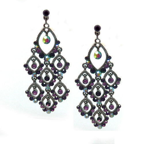 HEMATITE AMETHYST TWINKLE CHANDELIER EARRINGS  #HNE0430_HEM-AMY (ME16)