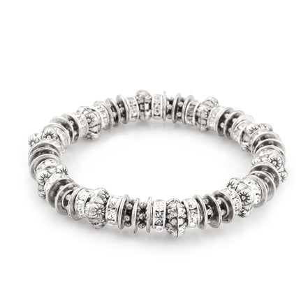 SILVER-TONE METAL CRYSTAL STRETCH BRACELETS  #FW5759-24 (OD1)