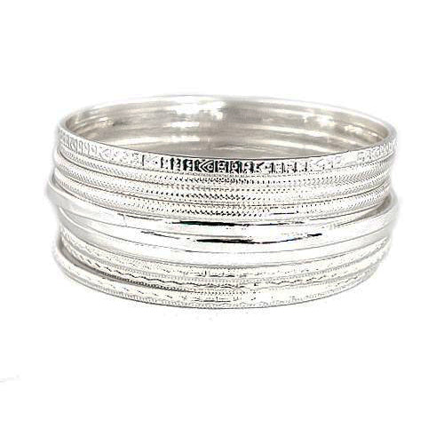 SILVER BANGLES  #HB9597_SILVER (EA3/EE5)
