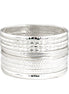 Silver Hammered with Textured Bangles Set of 11pcs