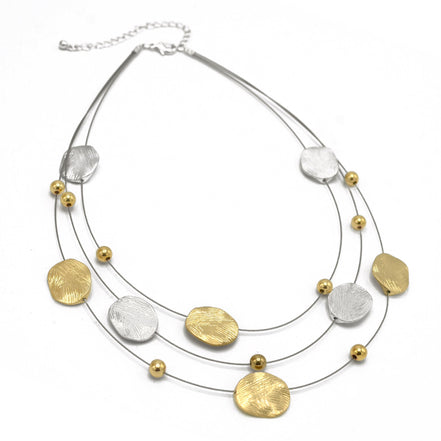 NECKLACES & EARRINGS SET #SCE18256_2T-SIL (NF9)