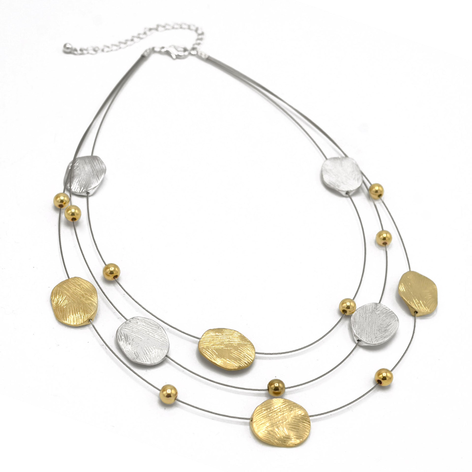 NECKLACES & EARRINGS SET #SCE18256_2T-SIL (NF9)
