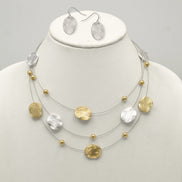 NECKLACES & EARRINGS SET #SCE18256_2T-SIL (NF9)