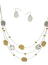 NECKLACES & EARRINGS SET #SCE18256_2T-SIL (NF9)