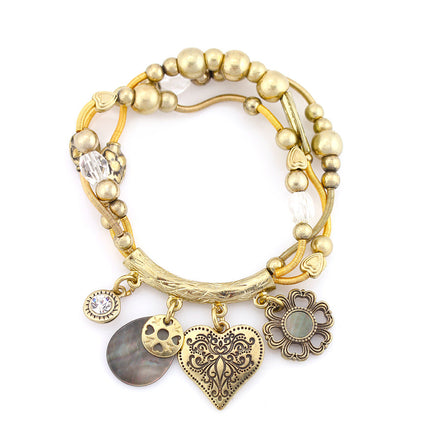 Gold-Tone Metal Charm Stretch Bracelets