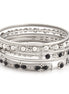 Kb2224445 Sol/Blk  Silver-Tone Black Set Of 9 Bangles