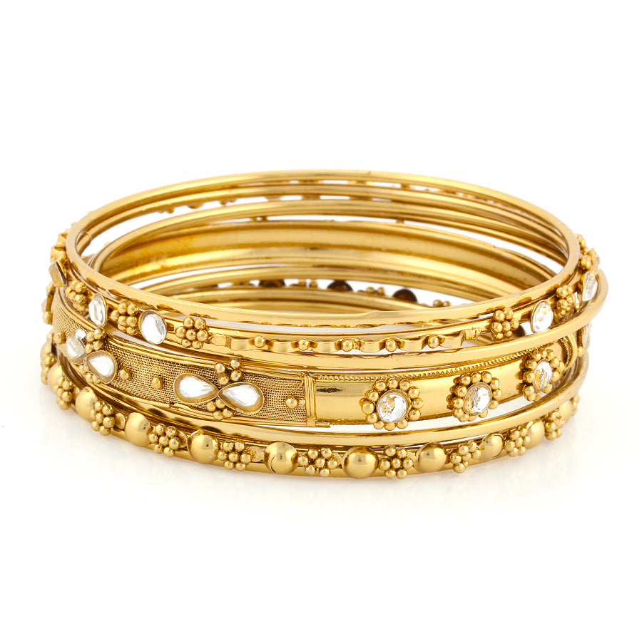 GOLD CRYSTAL SET OF 9 BANGLES  #KB2224445PLUS (RG17/B44)